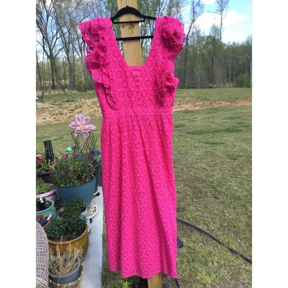 J. Crew | Dresses | J Crew Size 4 Pink Eyelet Maxi Dress Barbie Wedding  Formal Bridesmaid | Poshmark